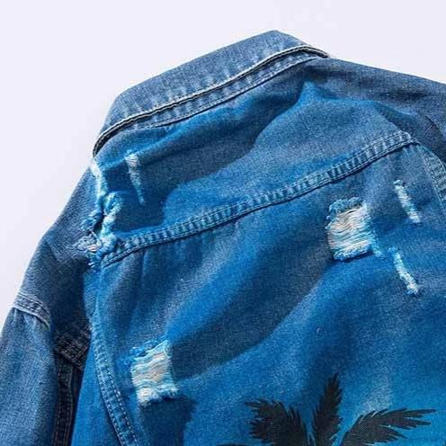 "SHADING" Veste en Jean Imprimé Bleu - URB1™ - URB1™ Vêtements Streetwear mode boutique streetwear shop