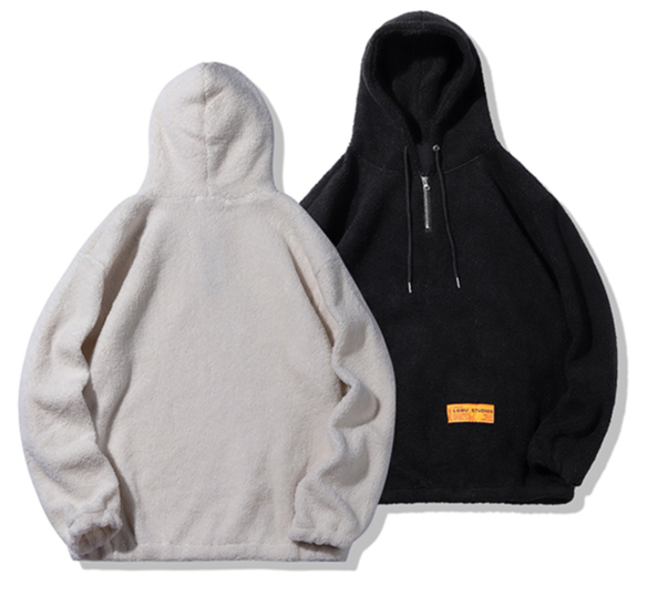 sweat-shirt-hoodie-à-capuche-molletoné-mouton-noir-beige-blanc-zip-homme-femme-pas-cher-mixte-urb1-vêtements-streetwear