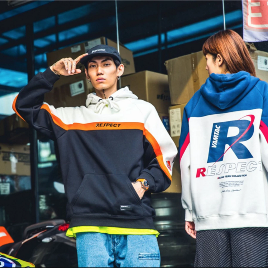 "RESPECT" Sweatshirt Hoodie à capuche Bleu - URB1™ - URB1™ Vêtements Streetwear mode boutique streetwear shop