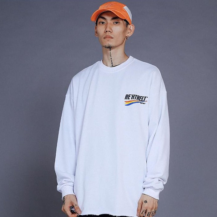 "RE'HTRELT" Sweatshirt crewneck blanc - URB1™ - URB1™ Vêtements Streetwear mode boutique streetwear shop