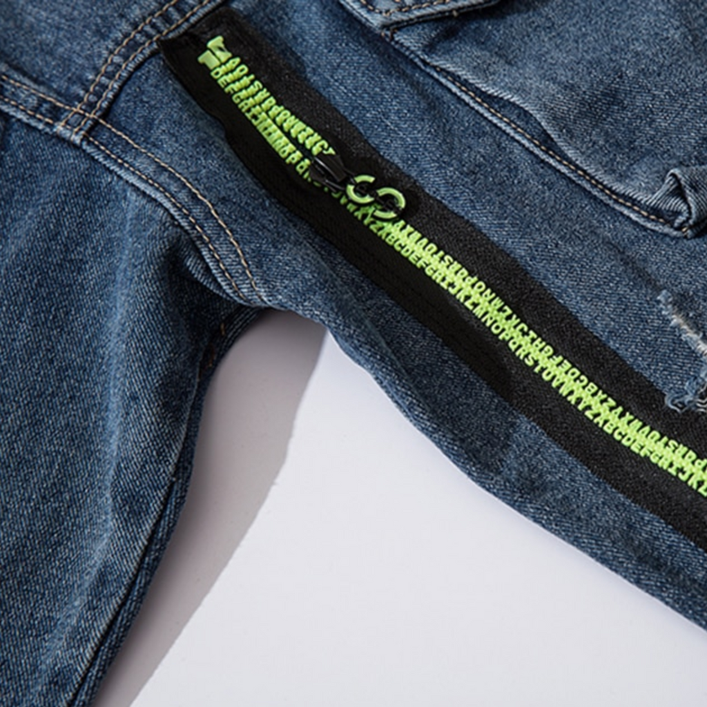 "LET'S ROCK" Veste en jean denim Bleu - URB1™ - URB1™ Vêtements Streetwear mode boutique streetwear shop