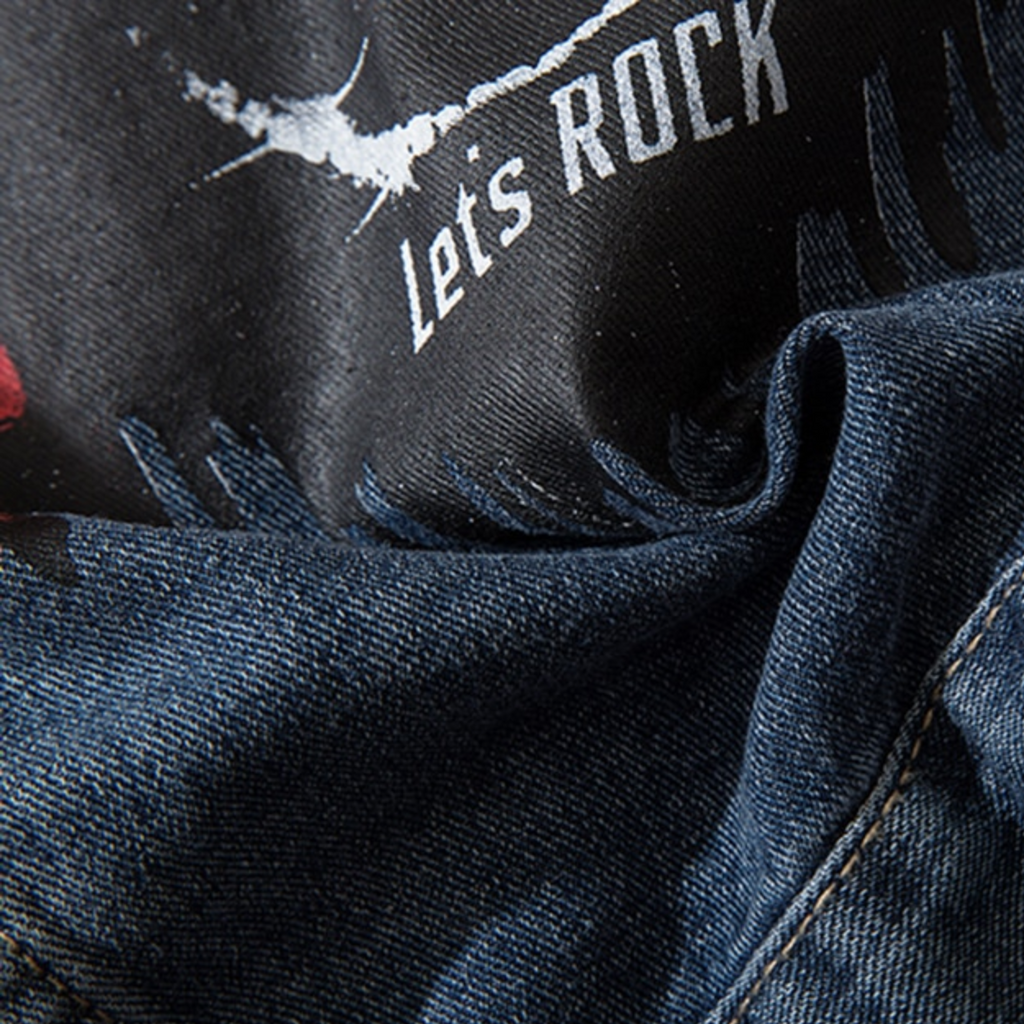"LET'S ROCK" Veste en jean denim Bleu - URB1™ - URB1™ Vêtements Streetwear mode boutique streetwear shop