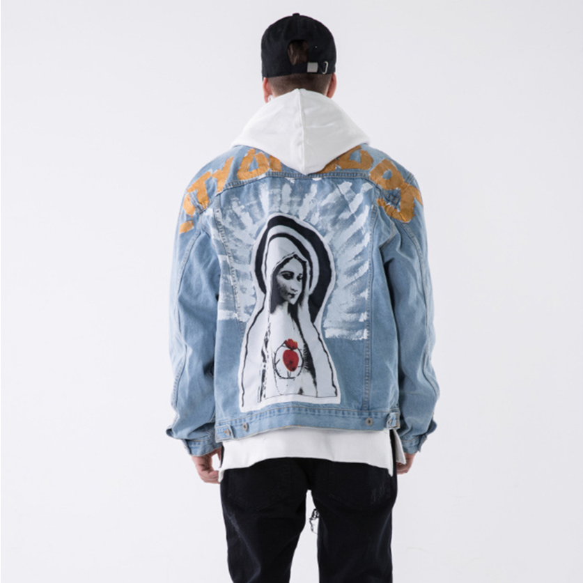 "CITY OF GODS" Veste en Jean bleu Imprimé - URB1™ - URB1™ Vêtements Streetwear mode boutique streetwear shop